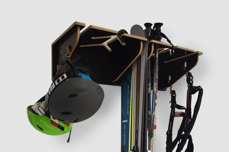 Support mural pour 6 paires de skis et bâtons de ski
