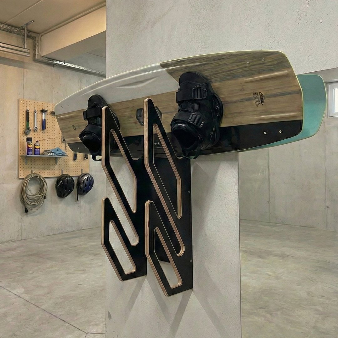 Support mural noir pour 2 wakeboards