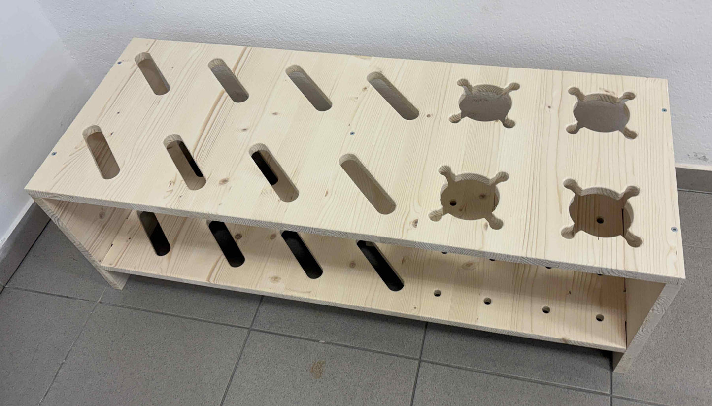 Porte-skis et bâton combiné en bois - Naturel