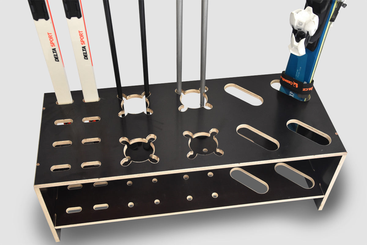 Porte-skis, ski de fond et bâton combiné en bois