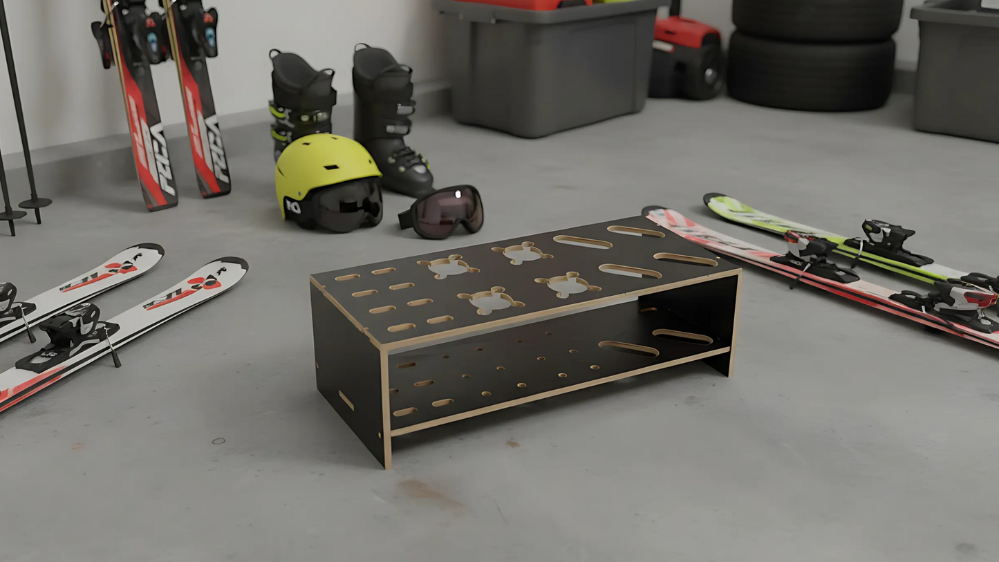 Porte-skis, ski de fond et bâton combiné en bois