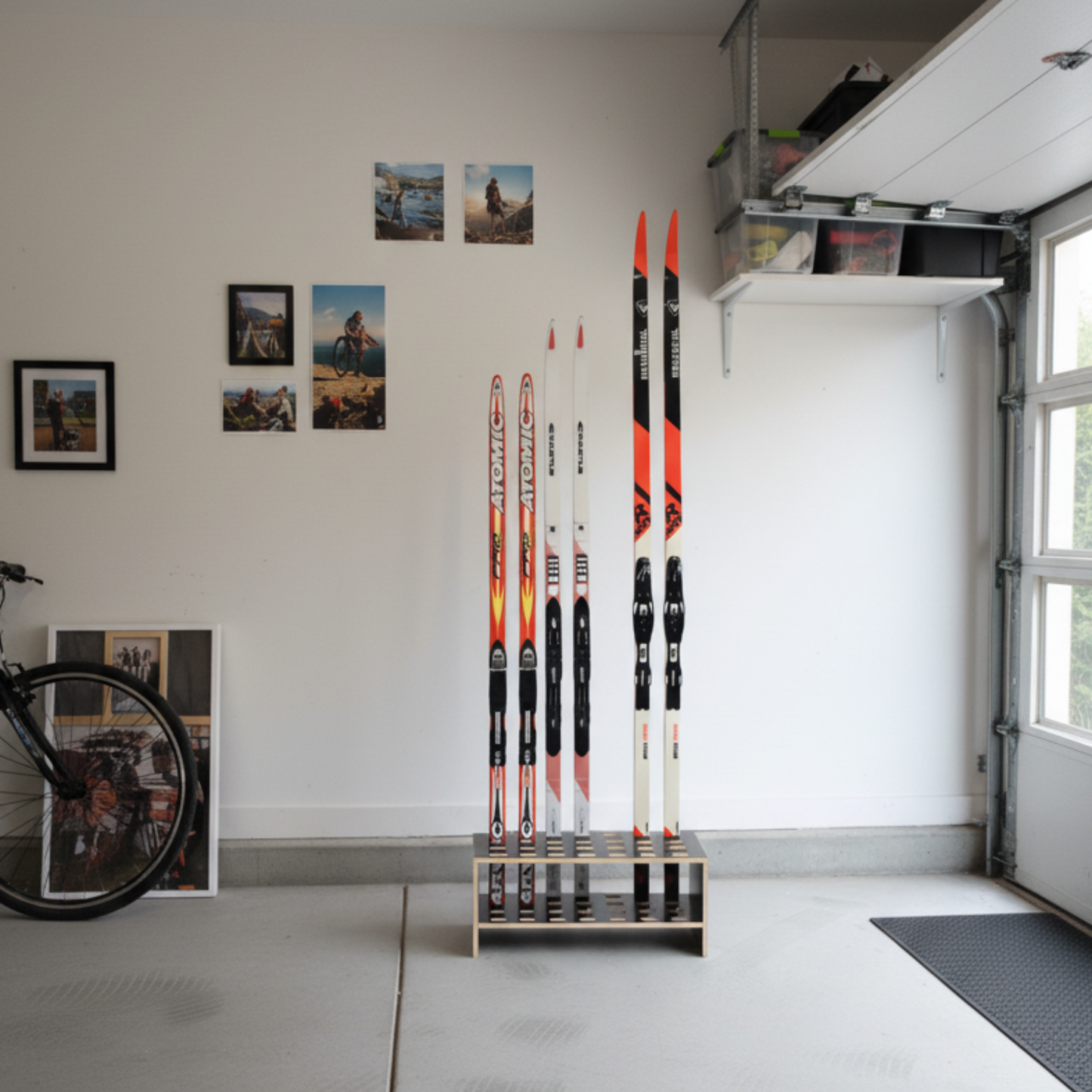 Porte-skis en bois pour 14 paires de skis de fond